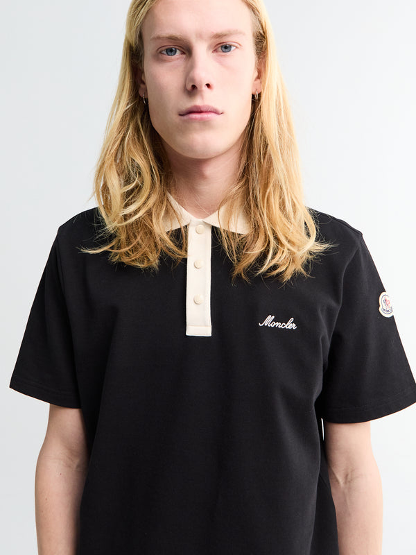 Stoy Embroidered Polo Shirt In Black