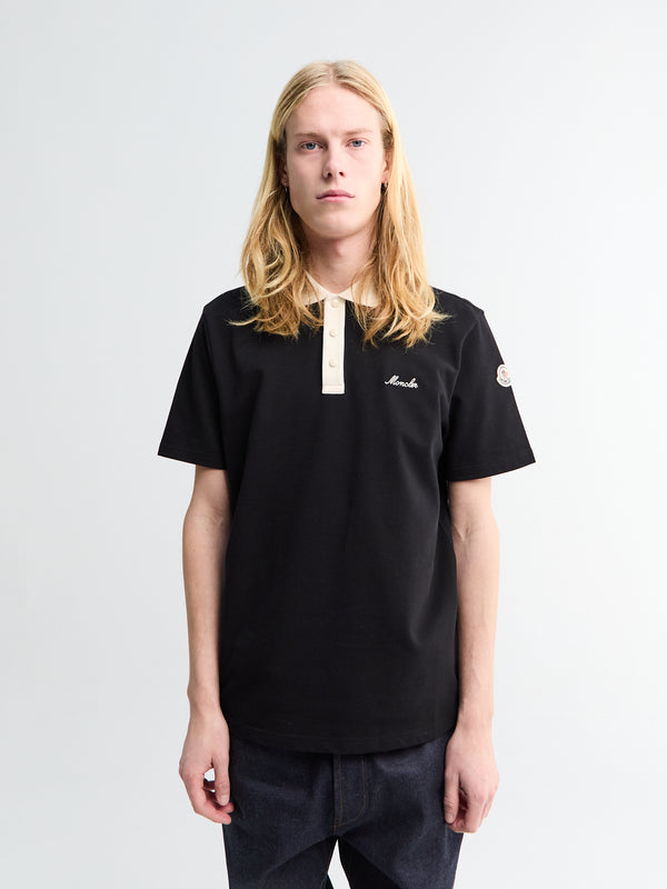 stoy Embroidered Polo Shirt In Black