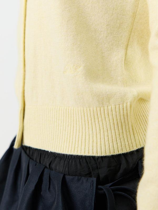 Stoy Essential Crewneck Knit Cardigan In Lemon