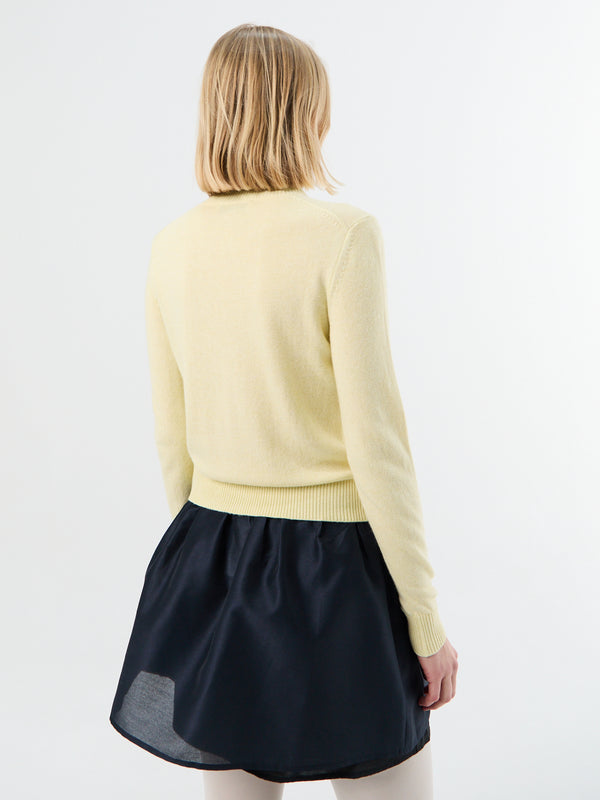 Stoy Essential Crewneck Knit Cardigan In Lemon