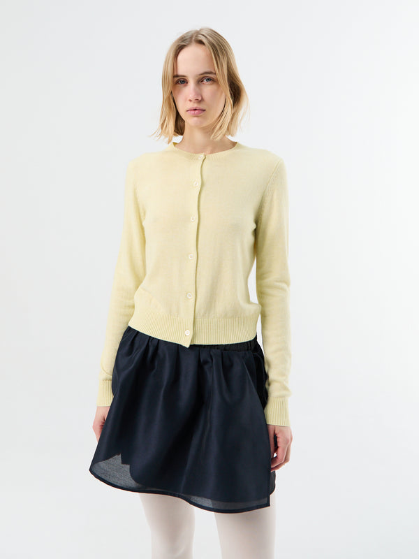 stoy Essential Crewneck Knit Cardigan in Lemon