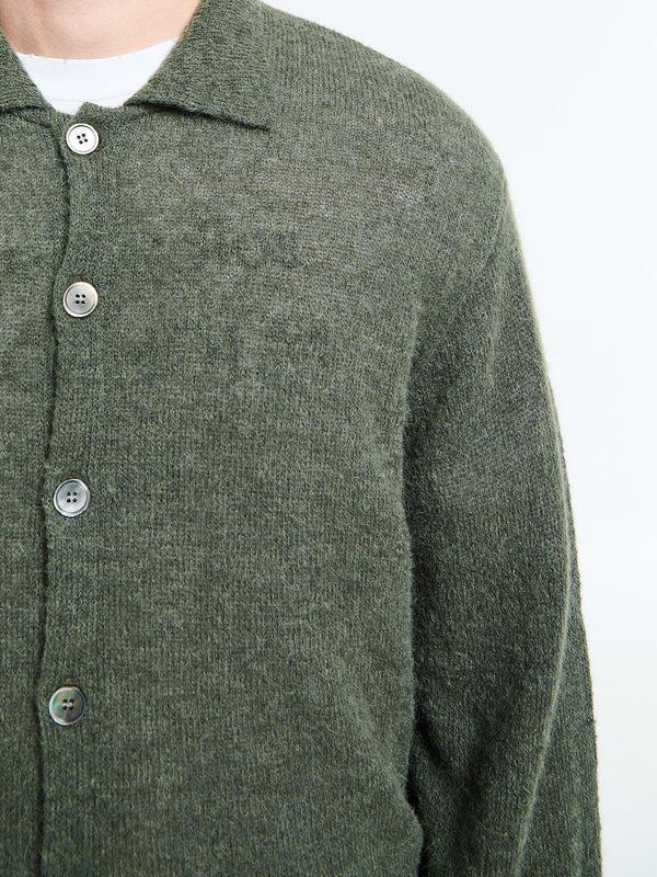 Stoy Evening Polo In Moss Green Fuzzy Alpaca