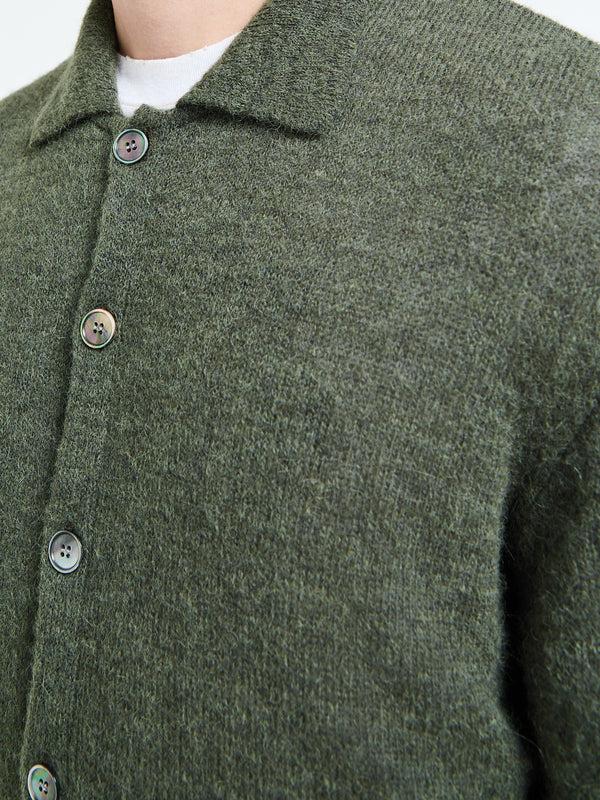 Stoy Evening Polo In Moss Green Fuzzy Alpaca