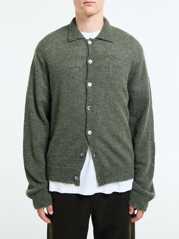 stoy Evening Polo in Moss Green Fuzzy Alpaca