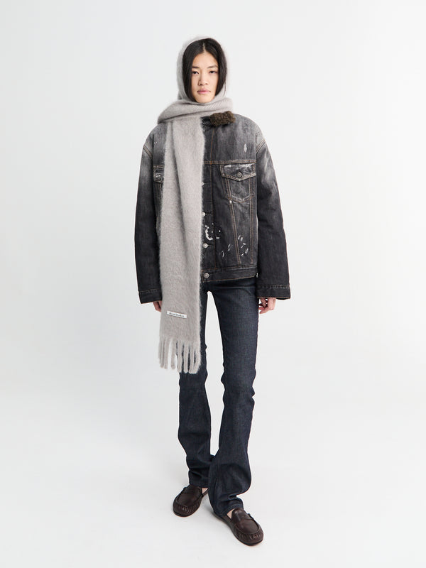 Stoy Faux Fur Trimmed Denim Jacket In Black