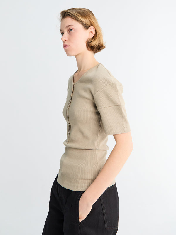 Stoy Fitted Henley T-shirt In Sage