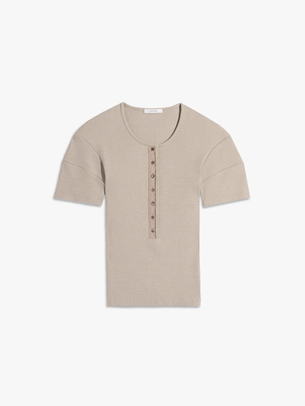 stoy Fitted Henley T-shirt in Sage