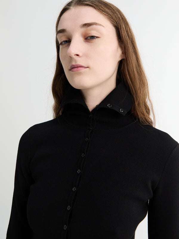 Stoy Fitted Polo Cardigan In Black