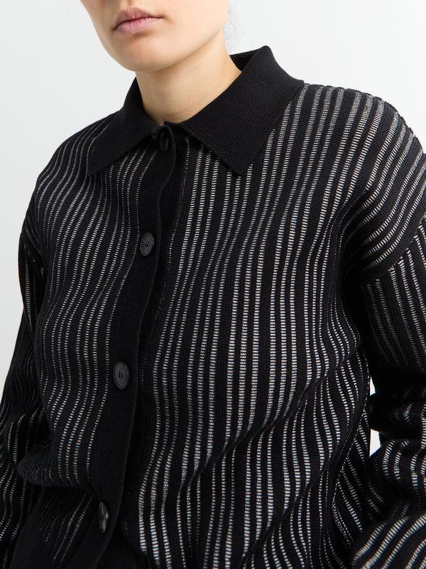Stoy Form Cardigan In Black Stripe