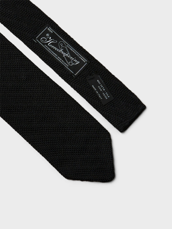 Stoy Formal Tie In Black Knitted Stripe