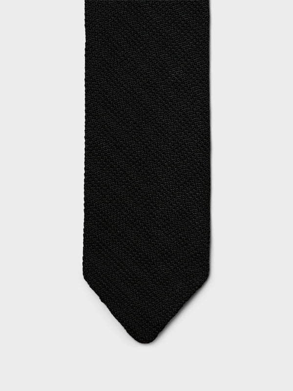 Stoy Formal Tie In Black Knitted Stripe