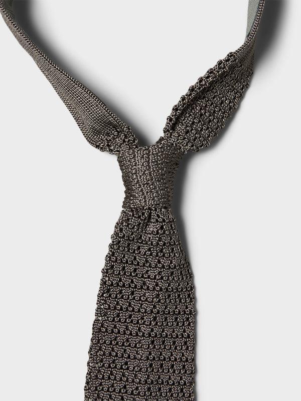 Stoy Formal Tie In Grey Open Knit
