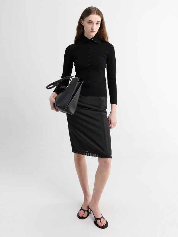 stoy H-Line Laced Midi Skirt in Black