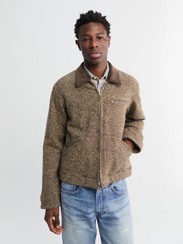 Stoy Homespun Tweed Zip Blouson In Brown