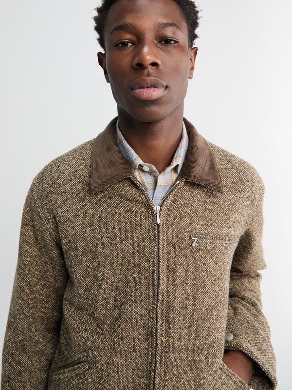 Stoy Homespun Tweed Zip Blouson In Brown