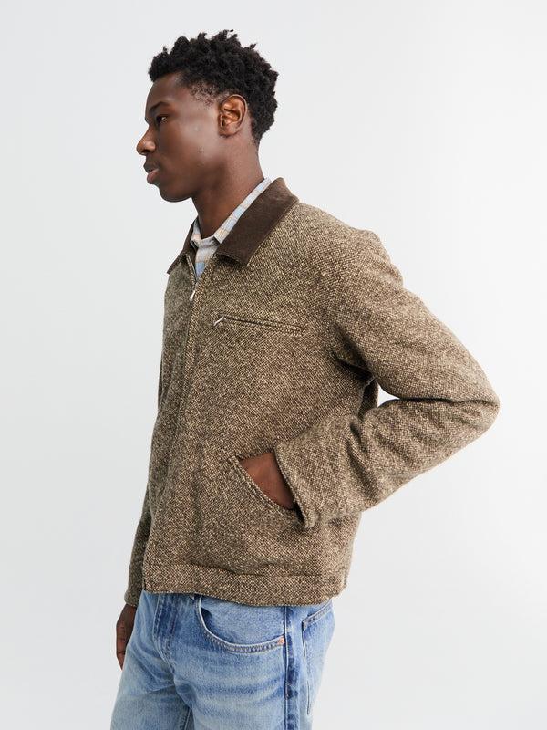 Stoy Homespun Tweed Zip Blouson In Brown