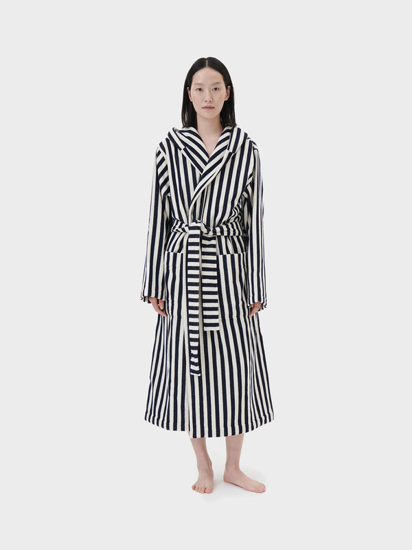 Stoy Hooded Bathrobe In Humbug Stripes