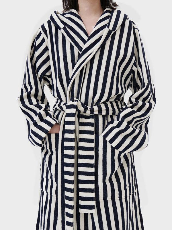 Stoy Hooded Bathrobe In Humbug Stripes