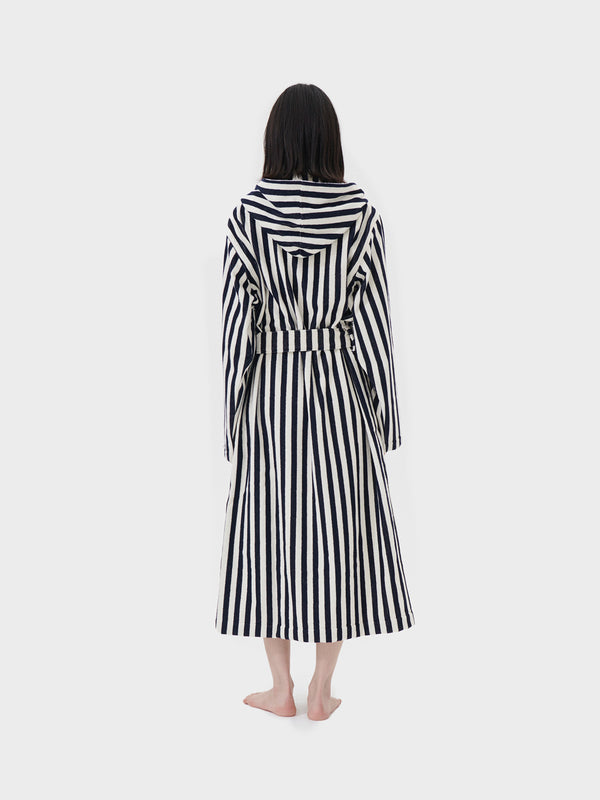 Stoy Hooded Bathrobe In Humbug Stripes