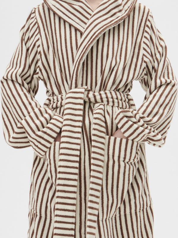 Stoy Hooded Bathrobe In Kodiak Stripes