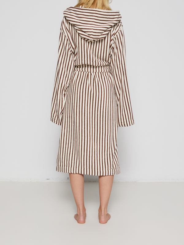 Stoy Hooded Bathrobe In Kodiak Stripes