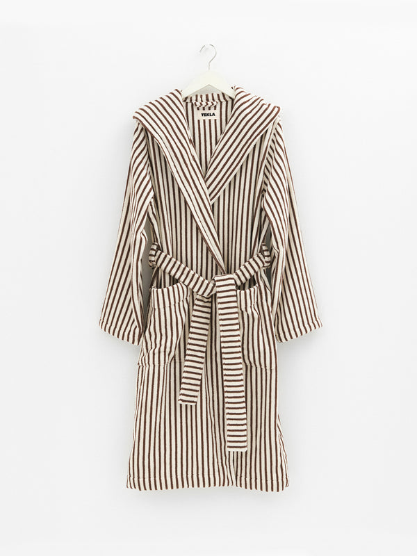 stoy Hooded Bathrobe in Kodiak Stripes