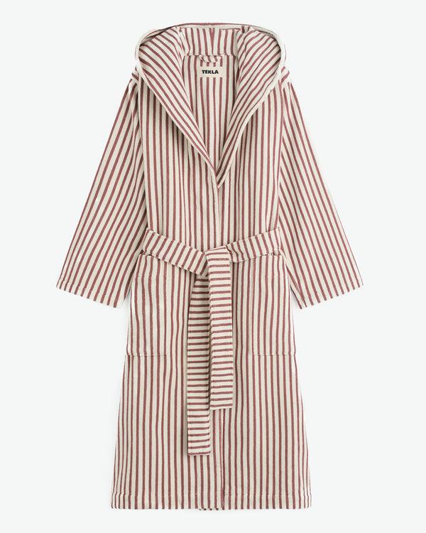 stoy Hooded Bathrobe in Ripple Stripes