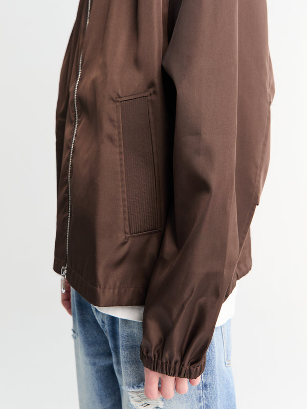Stoy Hooded Nylon Windbreaker In Brown