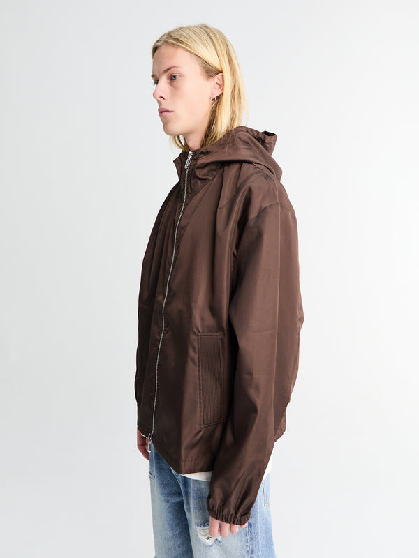 Stoy Hooded Nylon Windbreaker In Brown