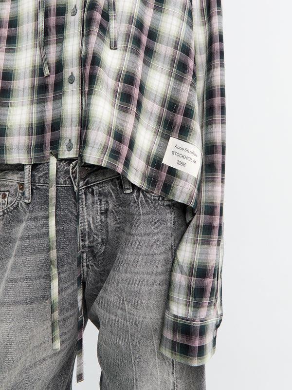 Stoy Hooded Overshirt In Black And Green