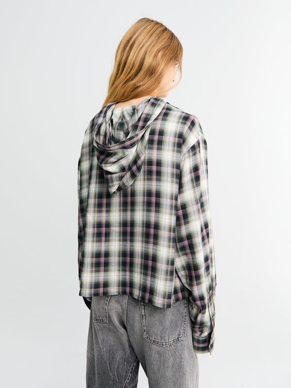 Stoy Hooded Overshirt In Black And Green