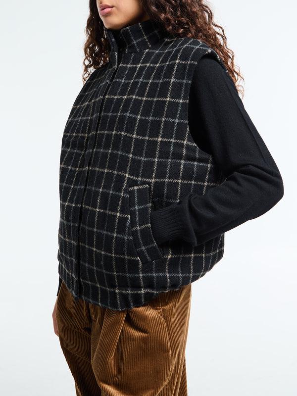 Stoy Kjellerup Wool Quilted Vest In Black