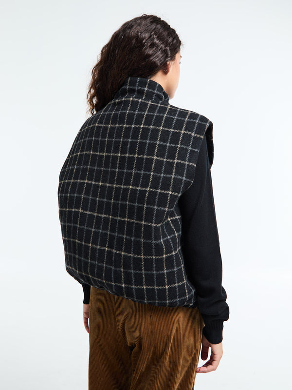 Stoy Kjellerup Wool Quilted Vest In Black