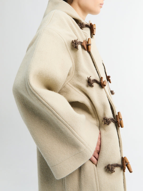 Stoy Klippan Boiled Wool Duffle Coat In Oatmeal