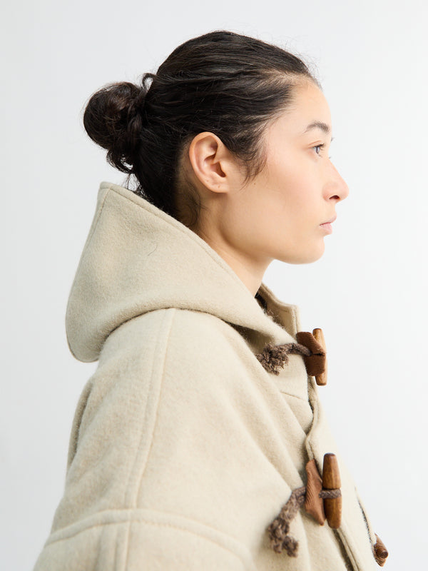 Stoy Klippan Boiled Wool Duffle Coat In Oatmeal