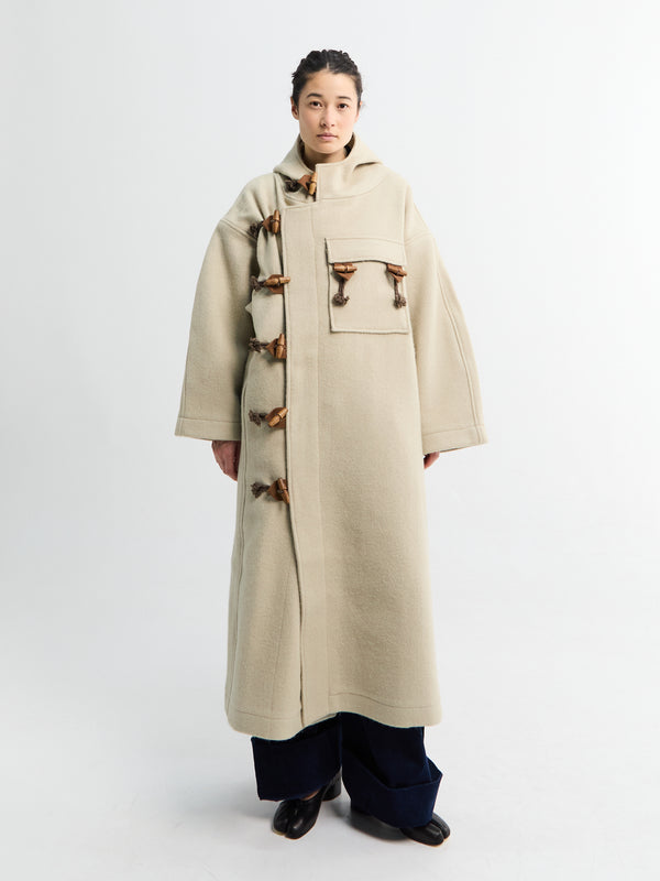 stoy Klippan boiled wool duffle coat in Oatmeal