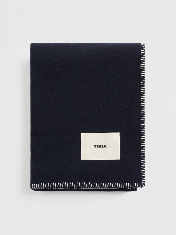 stoy Lambswool Blanket in Dusk Blue