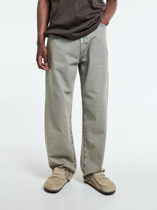 Stoy Landon Pants In Blue And Leather Garment Dyed