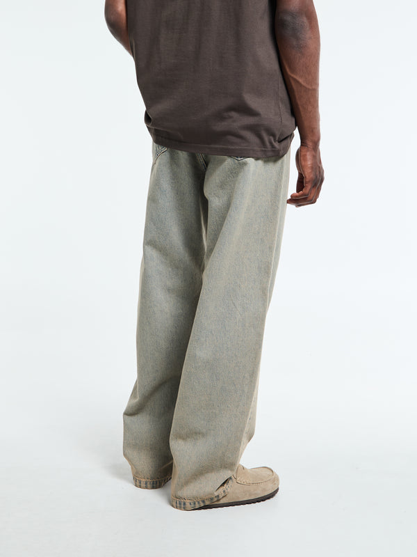 Stoy Landon Pants In Blue And Leather Garment Dyed