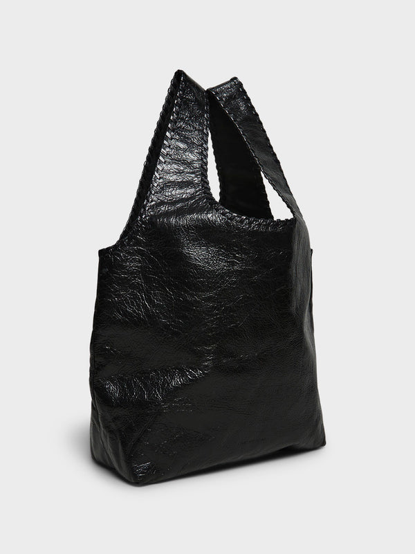 Stoy Large Leather Tote Bag In Black