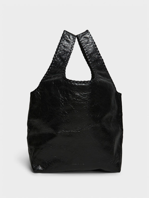 stoy Large Leather Tote Bag in Black
