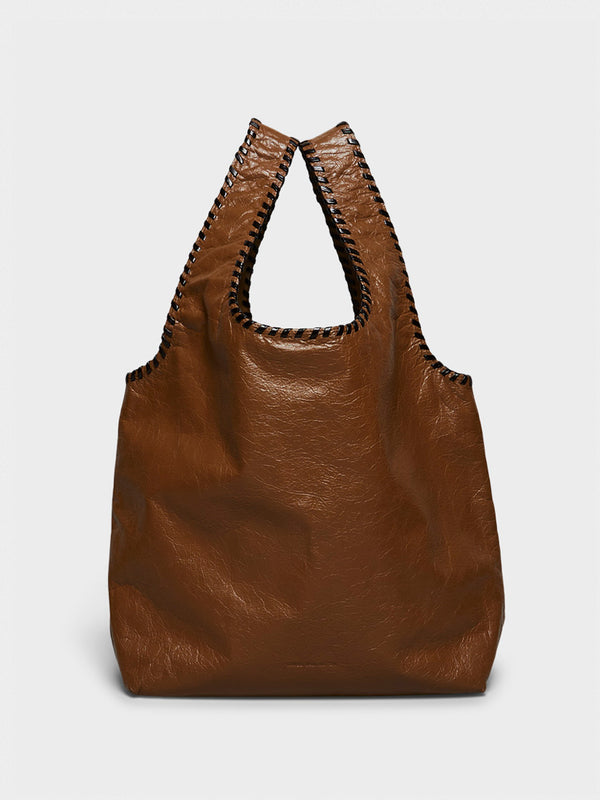 Stoy Large Leather Tote Bag In Tan
