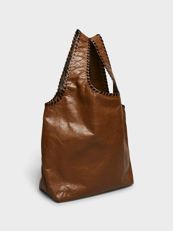 Stoy Large Leather Tote Bag In Tan