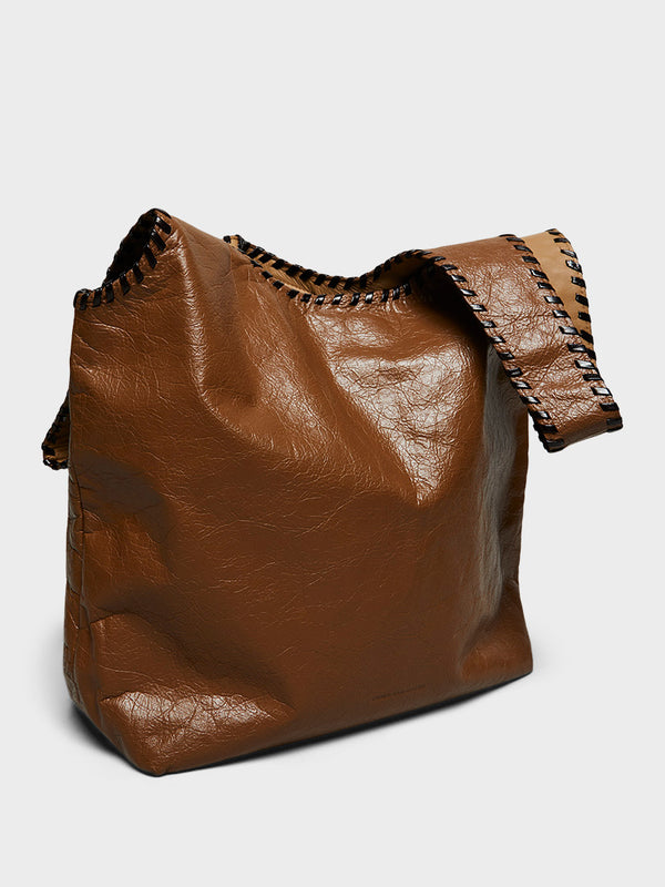 Stoy Large Leather Tote Bag In Tan
