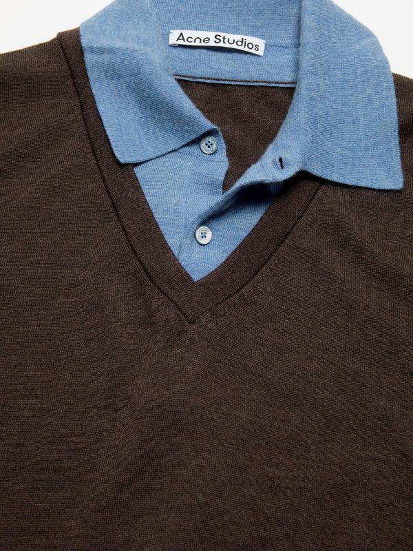 Stoy Layered Wool Knit In Brown And Blue