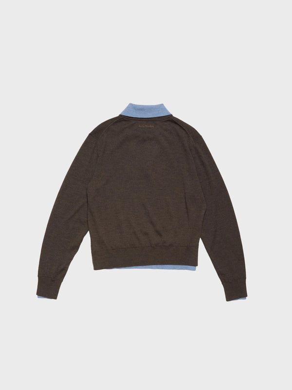 Stoy Layered Wool Knit In Brown And Blue