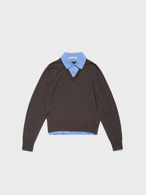 stoy Layered Wool Knit in Brown and Blue