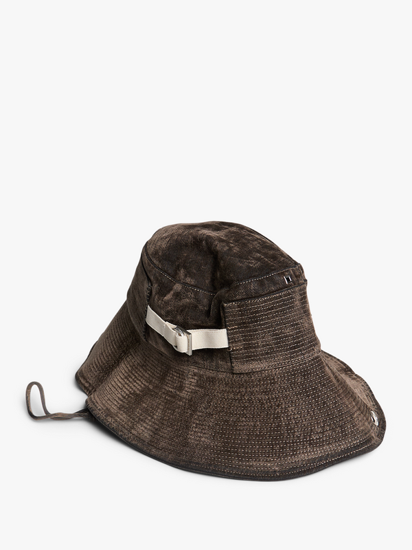 Stoy Le Bob De-Nimes Velvet Bucket Hat In Khaki