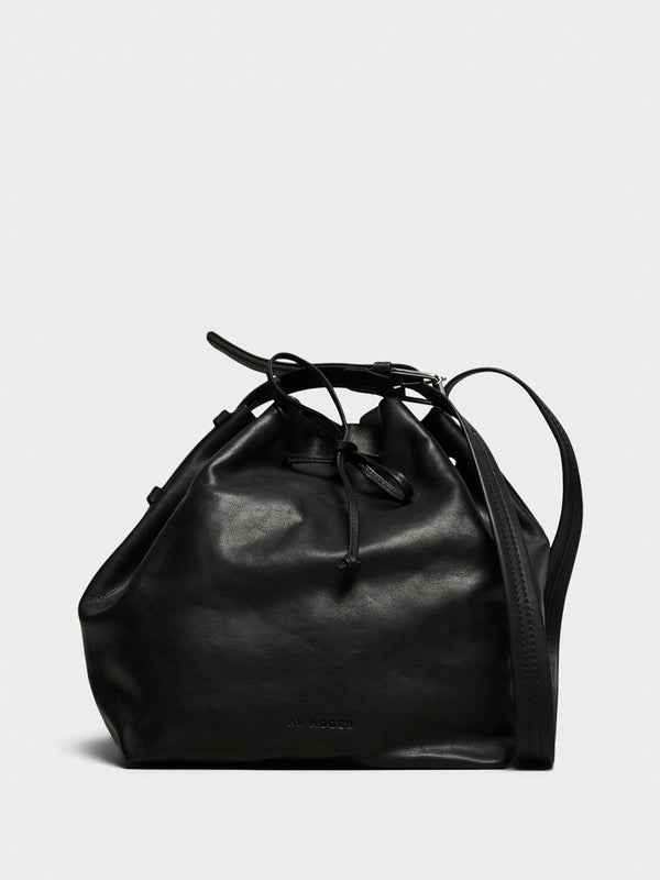 stoy Leather Bucket Bag in Black