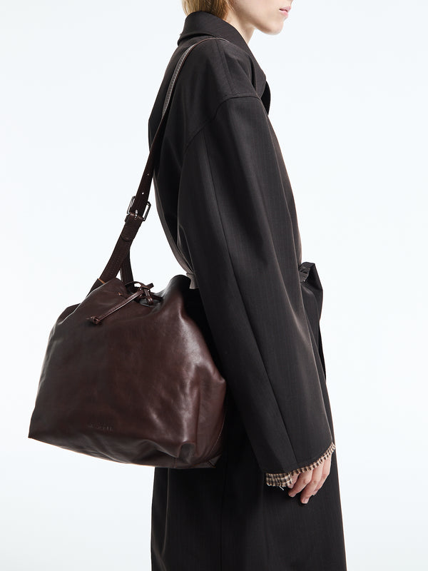 stoy Leather Bucket Bag in Brown